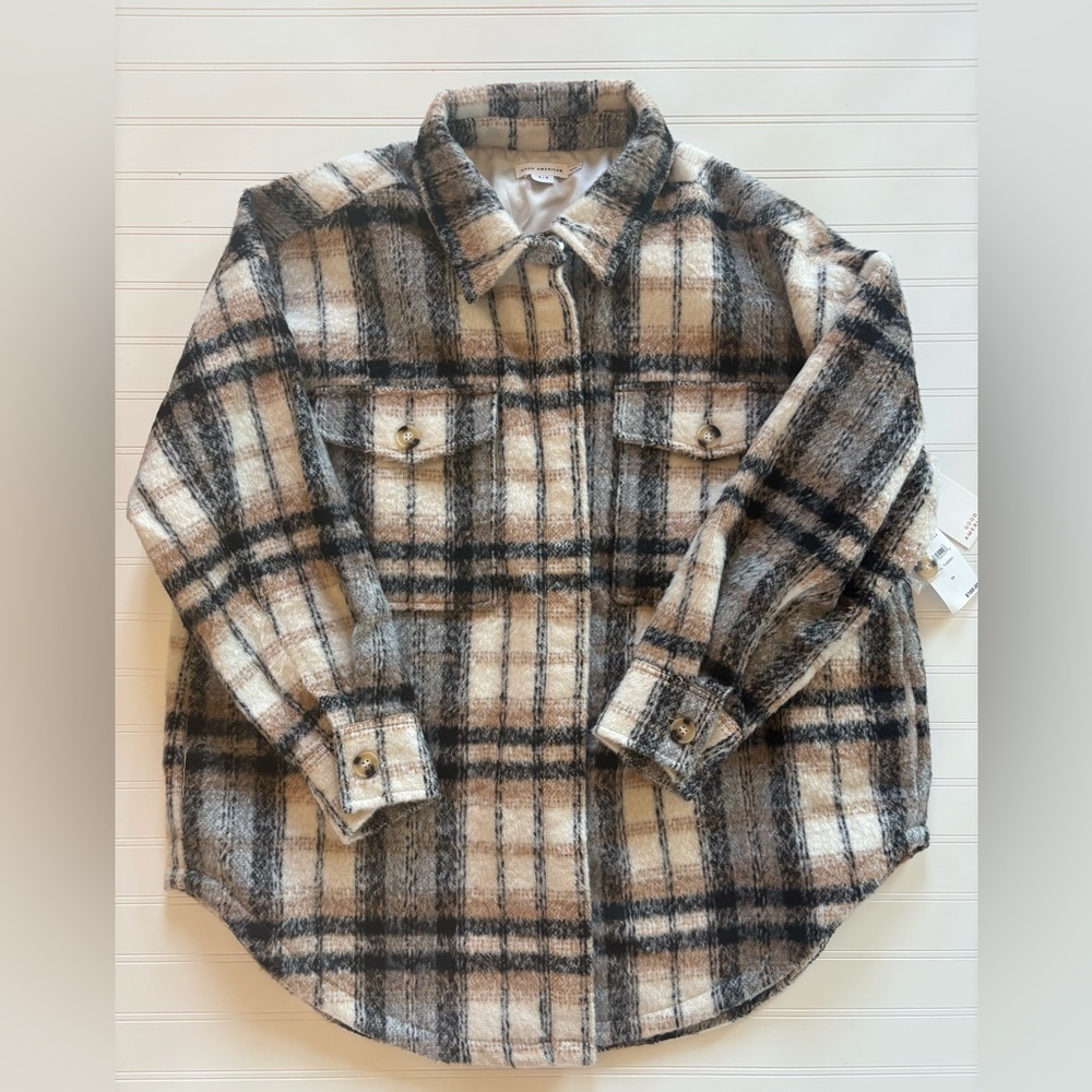 Good American Plaid Oversized Shacket Women’s Large/XL Revolve Fall Jacket NWT